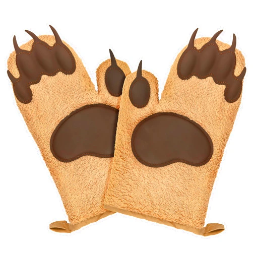 Fairly Odd Novelties FON-10278 Bear Oven Mitts Set Funny and Cute Kitchen Mittens/Potholders for Baking Christmas or Everyday Cooking Gloves, One Size Brown