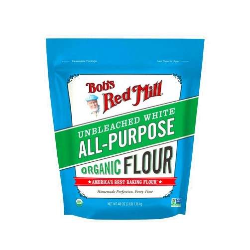 Bob's Red Mill Organic All Purpose Unbleached Flour, 3 Pound (Pack of 1) - Non-GMO, Vegan, Unbromated, Unenriched