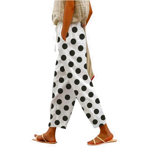 chouyatou Women's Vintage Floral Print High Elastic Waist Wide Leg Capri Beach Palazzo Pants with Pockets