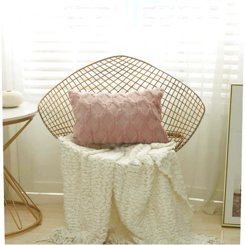 Qianshan Sunbay E-commerce Co., Ltd. Sunbay Pack of 2 Soft Plush Short Wool Velvet Decorative Throw Pillow Covers Luxury Style Cushion Case Pillow Shell for Sofa Bedroom Square Beige 12x20inch12x20inch (Bean Pink, 12