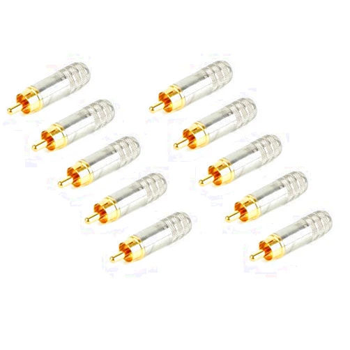 Switchcraft (10 Pack) 3502AAU RCA Male Cable End Nikel/Gold Shielded Solder Type RCA plugs