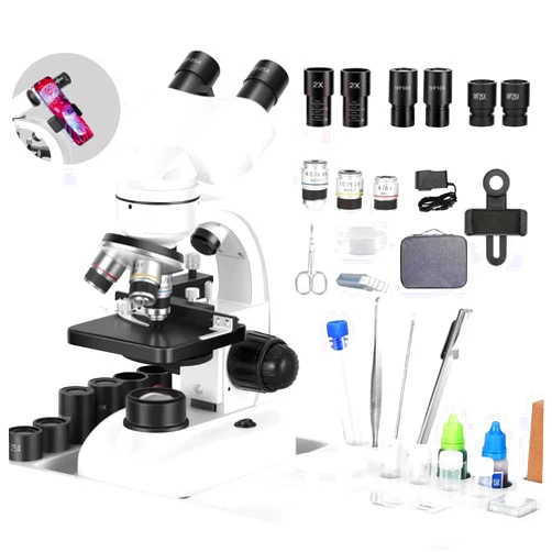 BOGRINUO Compound Binocular Microscope,WF10x and WF25x Eyepieces,40X-2000X Magnification, LED Illumination Two-Layer Mechanical Stage,Microscope for Adults…