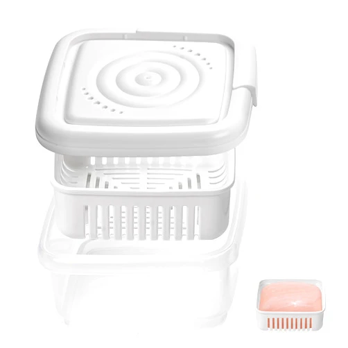 Yomvzake Square Soap Travel Case, Soap Dish with Lid Bar Soap Tray with Drain Rack for Bathroom Shower, Portable Soap Rest Holder for Gym Traveling Camping, Tightly Closed White Soap Box