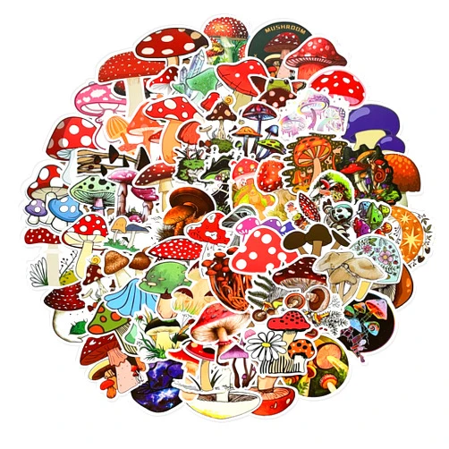 ONESHAW Stickers Pack Waterproof Vinyl Bumper Decals Perfect for Laptop Car Skateboard Water Bottle Hard Hat Scrapbook Travel Case Guitar Luggage Motorbikes (100pcs Mushroom)