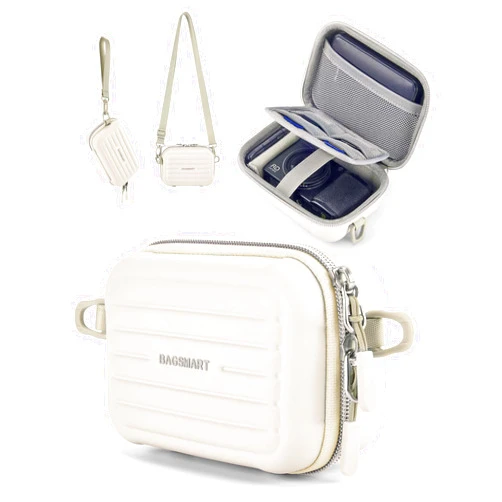 BAGSMART Digital Camera Case, Waterproof & Protective Small Camera Bag with 2 Carrying Ways, Lightweight camera sling bag for Canon PowerShot ELPH 180/190 / Sony DSCW800/DSCW830 - Beige