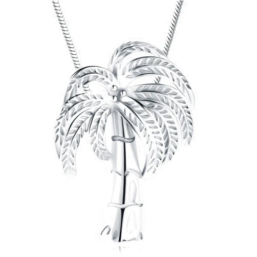 VCCWYQK Palm Tree Urn Necklace for Ashes Stainless Steel Keepsake Memorial Ashes Necklace for Women Men Cremation Jewelry
