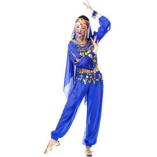 ORIDOOR Women's Halloween Costume Set Belly Dance Crop Top Pleated Harem Pants for Dress Up Party