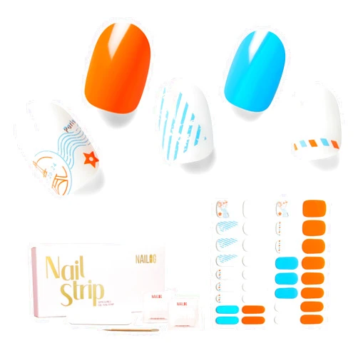 NAILOG Semi Cured Gel Nail Strips - 34 pcs | Buy 2 Get 1 UV Lamp | Long Lasting Nail Polish Sticker Wraps with Glossy Gel Finish, Send Me A Letter