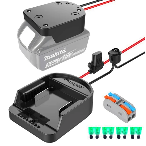 Ensayeer Power Wheel Adapter with Fuse&Switch for Makita 18V Battery, Non-Blown Tight Battery Adapter with 4Pcs 30A Fuse and Wire Terminal, 12 AWG Wire, DIY Use for Truck, Robotics, RC Toys and Work Lights