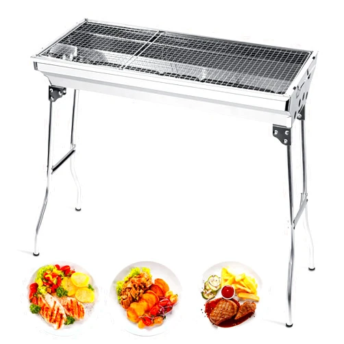 Uten Portable Charcoal Grill, Stainless Steel Folding BBQ Grill and Smoker, Barbecue Grill for Outdoor Cooking Camping Hiking Picnics Garden Beach Party BBQ Tools (Large)
