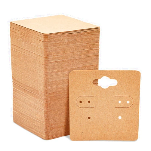 Juvale 200 Bulk Pack Kraft Paper Earring Cards for Selling Jewelry, Necklaces, Studs, and Pre-Cut Holes, Perfect for Small Business, Retail, and Boutique Display (2x2 in)