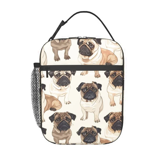 VANZEV Pug Lunch Box for Adults Women Girls Boys Kids Cute Dog Lunch Box Insulated Cooler Reusable Lunch Bag Container Gifts for Work Office Picnic Travel School
