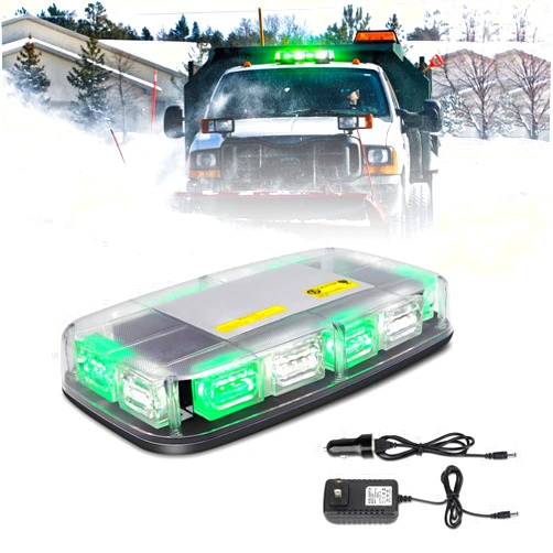 OPP ULITE Rechargeable Strobe Light Wireless Battery, High Low Brightness, 17 Flashing Mode, 48pcs Led, Beacon Roof Top Hazard Flash Warning Lights for Vehicles Trucks Snow Plows Postal Mail UTV, White Green