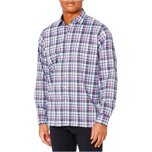 Bugatchi Men's Long Sleeve Point Collar Classic Performance Woven