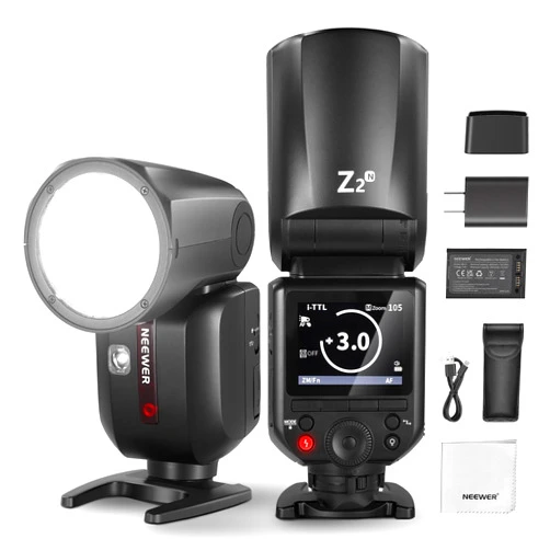 NEEWER Z2-N 2.4G TTL Round Head Flash Speedlite Compatible with Nikon, 76Ws Speedlight with Upgraded UI, Modeling Lamps, TTL/M Quick TCM Switch, 1/8000s HSS, 2600mAh Battery, Cleaning Cloth