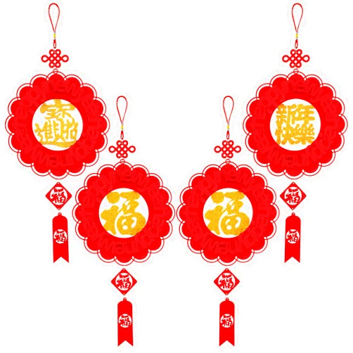 Boao 4 Pcs Chinese New Year Decorations 2024 Fu Chinese Spring Festival Home Decoration Year of The Dragon Good Luck Hanging Knot Tassel Wall Pendant for New Year Home Restaurant Office Decor