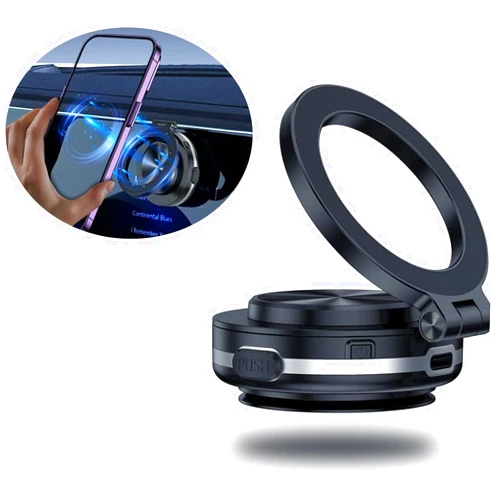 DABATO Magnetic Suction Phone Mount 2025 Upgrade Electric Vacuum Magnetic Car Phone Mount Car Electric Suction Cup Vacuum Magnetic Phone Holder 360° Rotating 270° Folding Suction Phone Mount (Black)