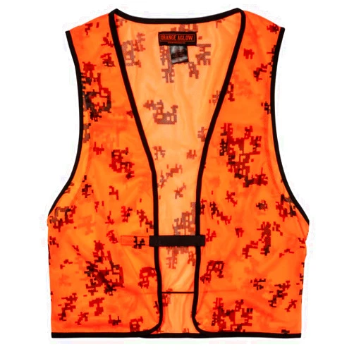 Orange Aglow Lightweight Mesh Blaze Orange Camo Hunting Vest - Ultralightweight & Breathable, Visible Day or Night