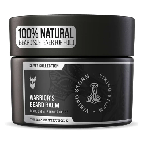 The Beard Struggle Warrior’s Beard Balm - Silver Collection, Viking Storm - Non-Greasy Low-Hold Formula, Luxurious Cologne-Grade Fragrances 100% Natural Ingredients - 50g / 1.76 US. oz.