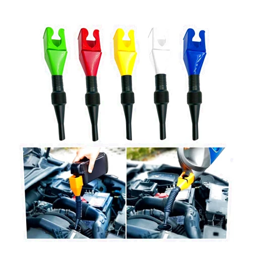 AICEL Retractable Auto Fuel Funnel, 5 Pcs Plastic Flexible Draining Tool Funnel for Cars and Motorcycles, Automotive Wide Mouth Snap Funnel for Engine Oil, Liquid, Diesel, Gasoline and More (5Colors)