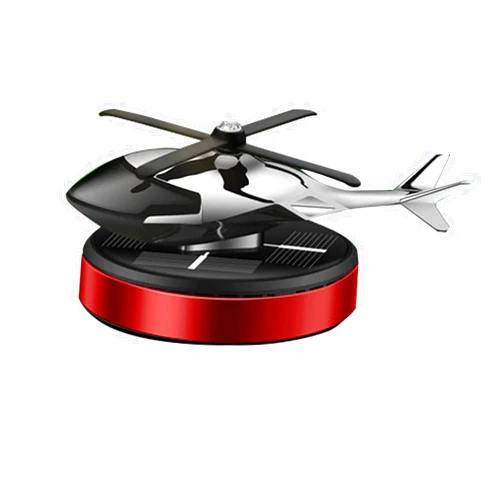 NICEADA Al Alloy Solar Powered Rotating Helicopter Shape Car air purifier, Home and Car Interior Decoration Accessories (Red)