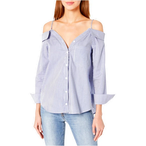 Lucca Couture Women's Reese Cold Choulder Button Up Shirt