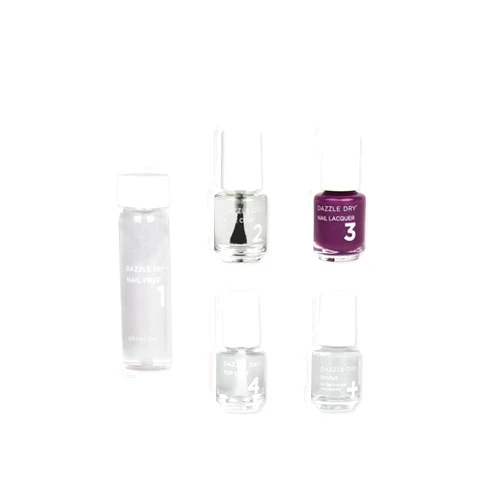Dazzle Dry Mini Kit 4 Step System - Stolen Kiss, a full coverage boysenberry cream with a very subtle shimmer. (5 Piece Kit)