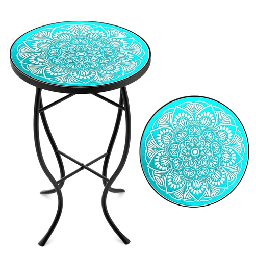FROMJBEST Mosaic Outdoor Side Table, Patio Side Table, Weather Resistant 14