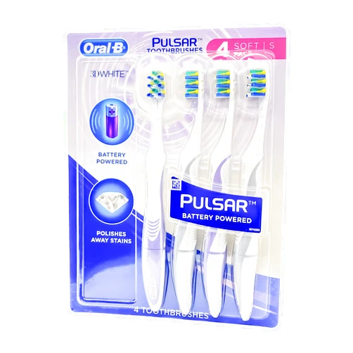 Oral-B Pulsar 3D White Advanced Bacteria Guard Toothbrushes Pack of 4