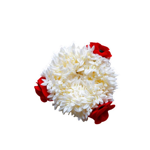 SHILPPAM Crafting Happiness Artificial Jasmine Red Rose Gajra Hair Band Scrunchie White (Pack of1) Gajra band for wedding Party Festival, Dance