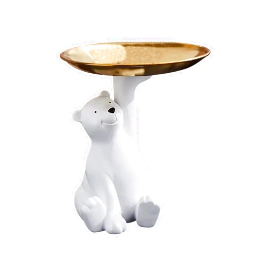 Kimvino Modern Bear Sculpture Storage Box Decoration Trays Home Decor Accessories Modern Living Room Decor Bear Storage Tray for for Living Room, Entrance Area, Office, Desk Decor Gifts