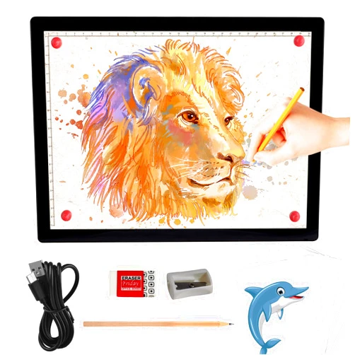 IVAOOZE A4 Rechargeable Light Box, iVAOOZE Wireless Magnetic Tracing Light Pad, 5 Levels Brightness Artcraft Light Table, Cordless Battery Powered Light Drawing Board for Diamond Painting Cricut Weeding Vinyl