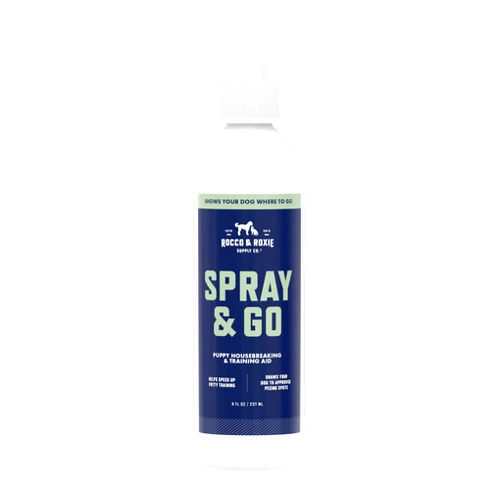 Rocco & Roxie Supply Co. Rocco & Roxie Puppy Potty Training Go Here Spray for Dogs - Attract Dog to Pee in One Spot - Behavior and Housebreaking Aids - Indoor and Outdoor - Tools and Supplies for Dogs and Puppies Made in USA