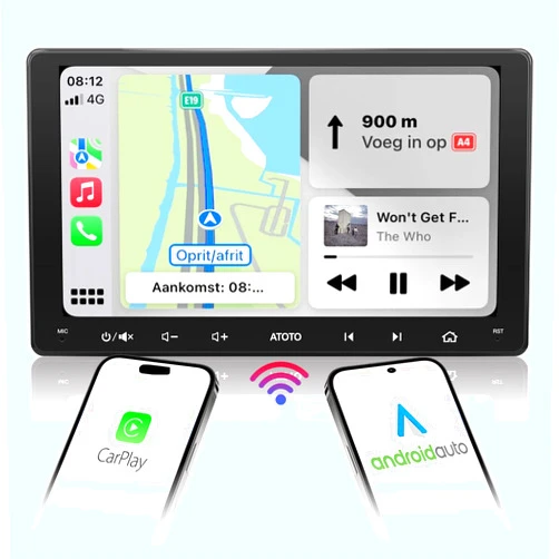 ATOTO Car Stereo Double Din 9inch Touchscreen, Wireless CarPlay/Android Auto, Bluetooth Car Radio with FM AM RDS, Phone Mirror Link, Voice Control, HD Live Rearview, GPS Navi, F7G209WE-Upgrade
