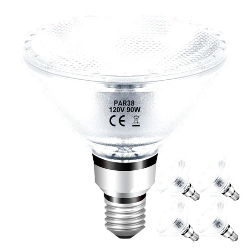 Jaenmsa PAR38 Halogen Flood Light Bulbs 90W 120V, 4Pcs Halogen PAR38 90W Light Bulbs Dimmable with E26 Base, 2800K Warm White, 1600 Lumens for Indoor and Outdoor