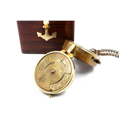 OCEAN REPLICAS Pocket Calendar Compass – Engraved Brass Nautical Compass for Camping, Travel, Boating, and Home Decor – Gifts for Kids, Teens & Family