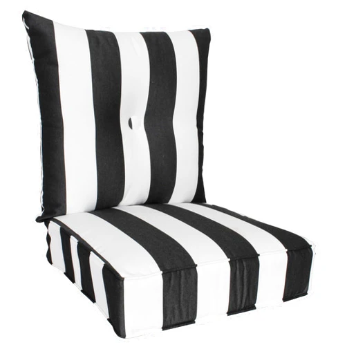 RULU Outdoor/Indoor Sunbrella Patio 2 pieces (Seat 22inchx22inchx6inch + Back Cushion 23inchx23inchx7inch) Weather and Water Resistant Cabana Classic, Black