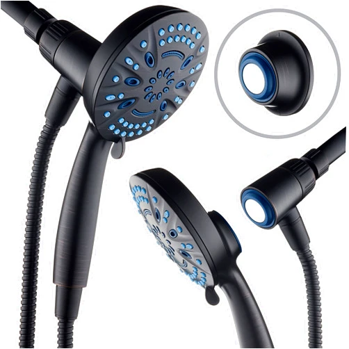 AquaCare Magneton by AquaCare High-Pressure 8-mode Handheld Shower Head with Magnetic Guidance Docking System - 2 Magnetic Brackets, 5 inch Face, Hygienic Jets, 6 ft. Stainless Steel Hose/ORB Finish