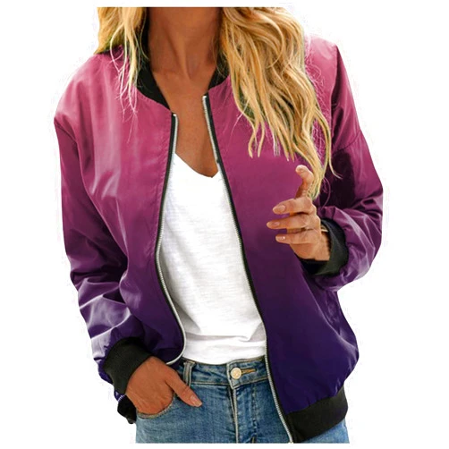 Generic Bomber Jacket Women 2024 Trendy Causal Floral Zip Up Coat Long Sleeve Stand Collar Fall Jackets Lightweight Outerwear