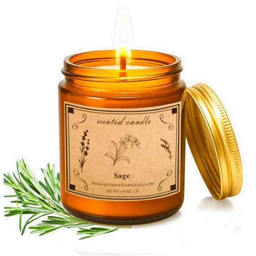 POOTES Sage Candles for Cleansing, 16oz Large Jar White Scented Candle, Over 100 Hours of Burn Time, Ideal for Home Decor and Gift