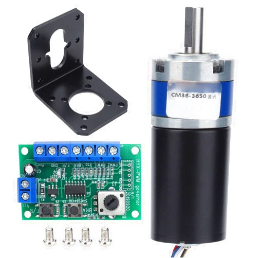 Ylwxzenith CM36 3650 Gear Motor Kit, Brushless D Shaft Planetary Reduction, DC 12V with Controller, for Instrumentation Security Monitoring (1200RPM)