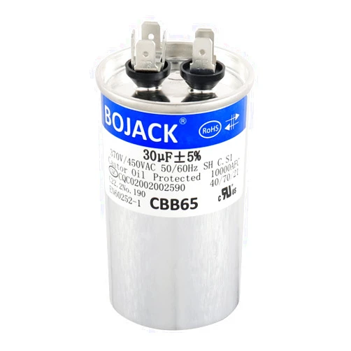 BOJACK 30 uf MFD 370V 450V AC Motor and Fan Starting Round Capacitor 50/60 Hz CBB65 10000 AFC