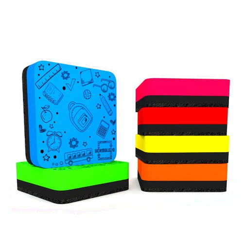 Scribbledo 6 Pack Dry Erase Erasers Assorted Colors Magnetic Whiteboard Erasers for Kids and Students - Smudge Free Small Dry Erase Board Erasers for Classroom Home, School and Office