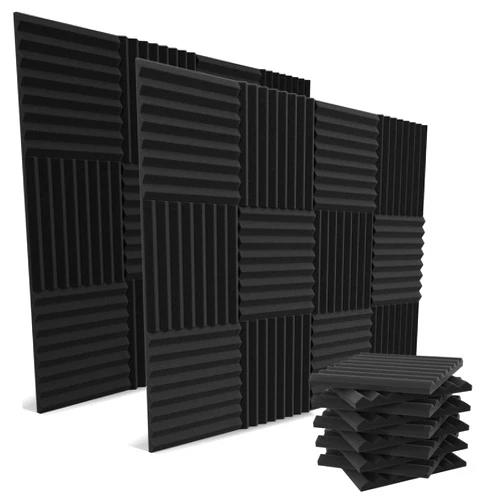 Audiosoul 52 Pack Acoustic Panels 1 X 12 X 12 Inches - Acoustic Foam - High Density- Soundproof Studio Wedges - Charcoal