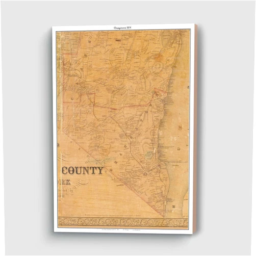MG Global Vinage Hanging Canvas Print of Orangetown 1854 Nyack Piermont Genealogy Rockland County NY | 8x12 12x18 16x24 20x30 24x36 Historical City Wall Art for Gift | Antique Rustic Home Office Decor