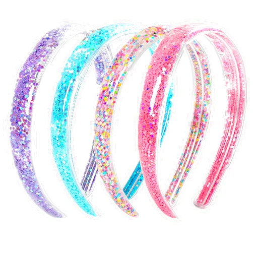 Topbuti 4 Pack Glitter Headbands for Girls, Sparkly Confetti Headband with Teeth for Kids, Cute Rainbow Pink Purple Blue Head Bands, Sequin Little Girl Hair Accessories