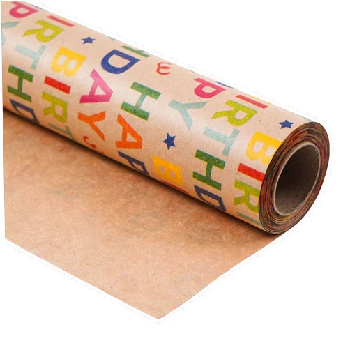 Ulmasinn Kraft Birthday Wrapping Paper - Mini Roll - 17 Inches X 33 Feet - for Boys Girls Kids - Colorful Happy Birthday Pattern Great for Birthday, Party, Baby Shower
