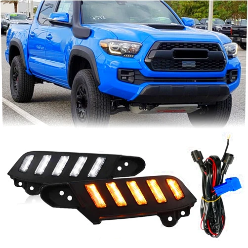 Generic DRL LED Daytime Running Lights Fog Light Turn Signal for Tacoma 2016-2023 Truck Front Side Marker Headlight Lamps Assemblies White/Amber