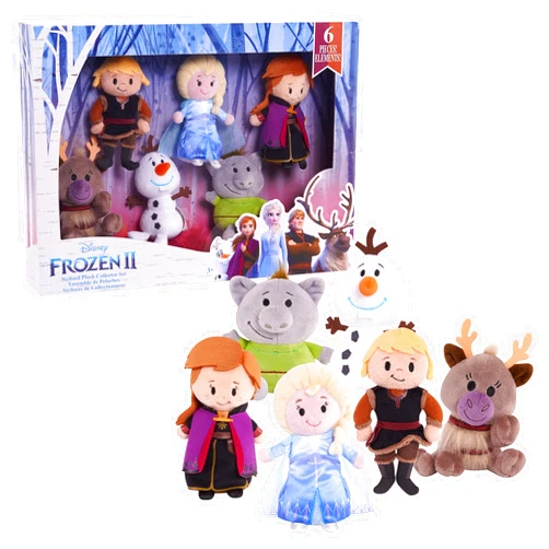 Just Play Disney Frozen 2 Stylized Plush Collector Set, Includes Anna, Elsa, Kristoff, Olaf, Sven, and Troll, Kids Toys for Ages 3 Up by Just Play