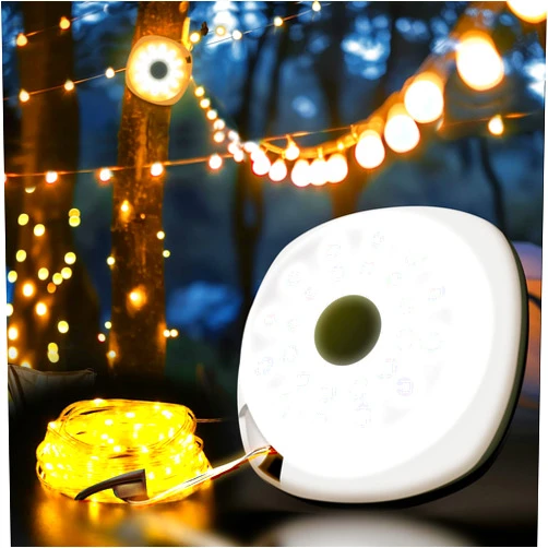 Favourlite Camping String Lights, 2 in 1 Outdoor String Lights(33ft) Quick Storage Durable Waterproof String Light Portable Rechargeable Camping Light for Camping Yard Hiking